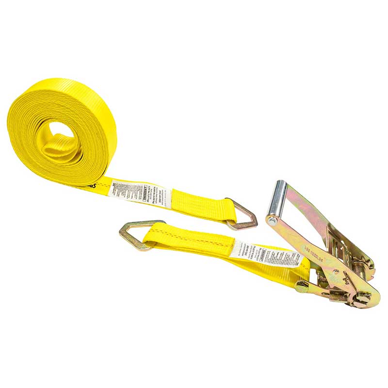 2 X 30' Yellow Ratchet Strap With D-Rings