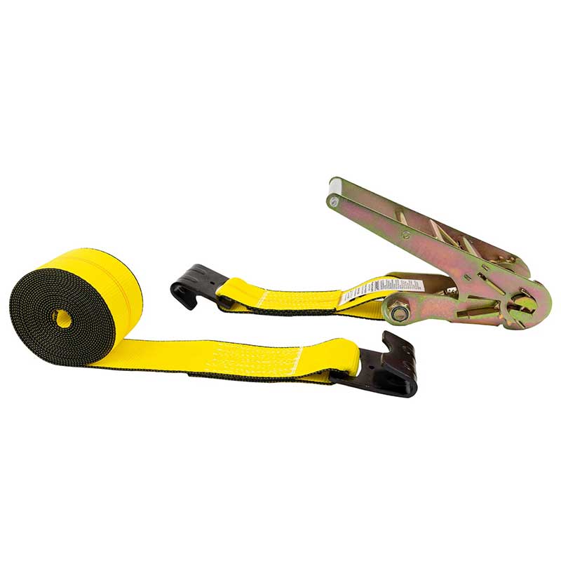 3 X 30' Yellow Ratchet Strap With Flat Hooks